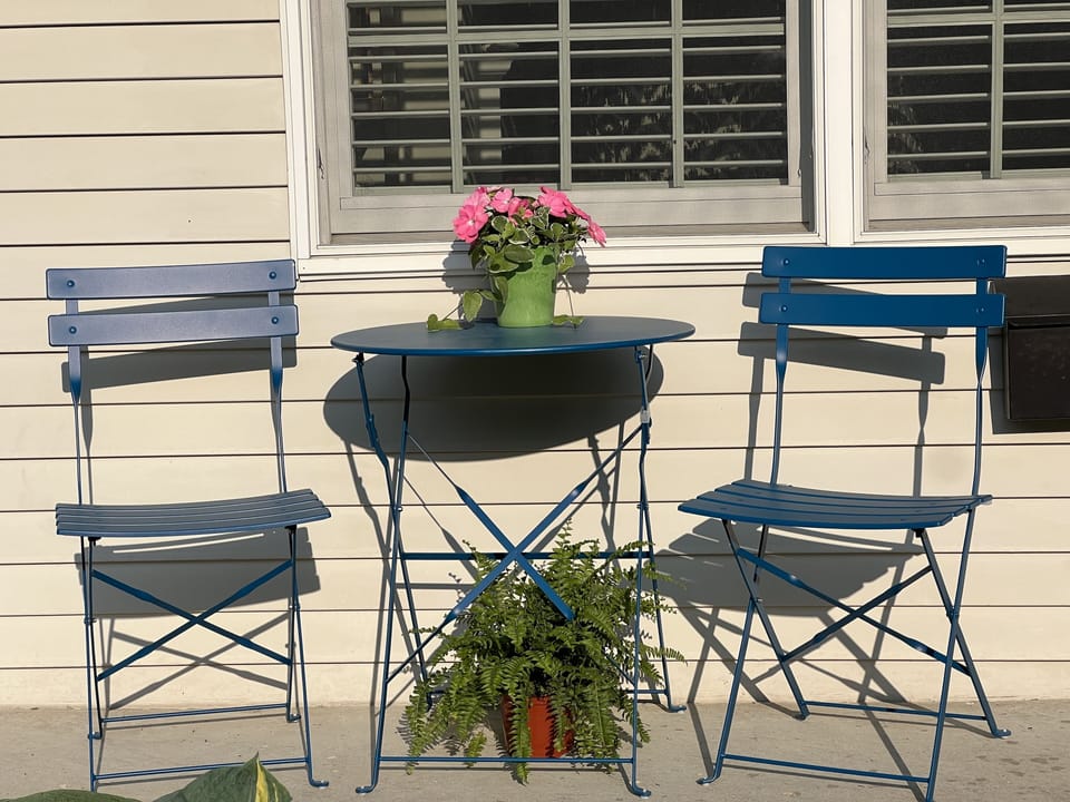 Perfect place for morning coffee on front porch.