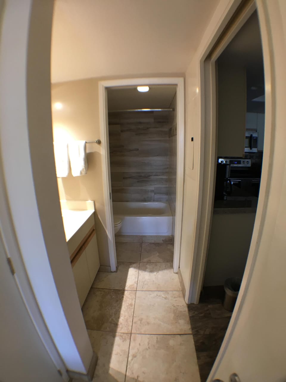 2nd Bathroom with pocket doors provide optional privacy for shower/toilet.