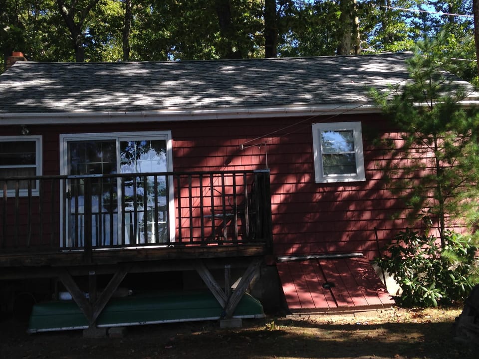 lakeside of cottage with deck