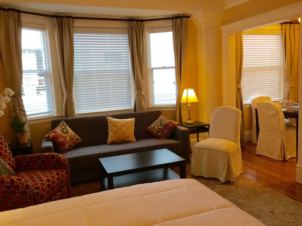 Living room area sofa folds down to a single sleeper