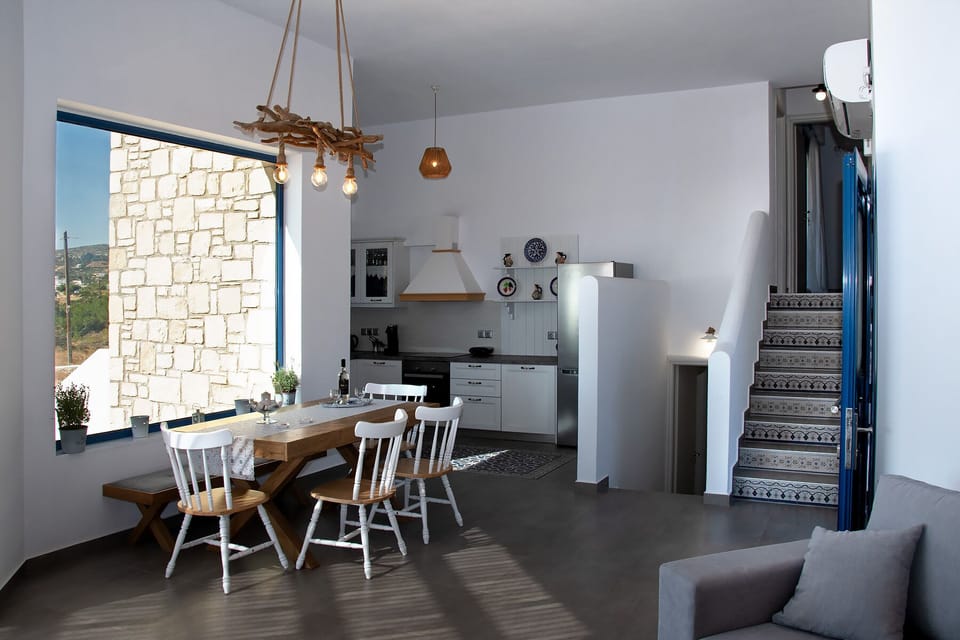 Aelia Luxury Villa-Dining area and fully equipped kitchen