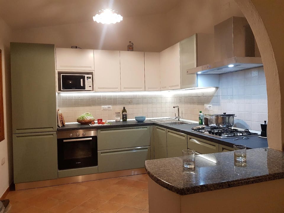 In the kitchen in the evening