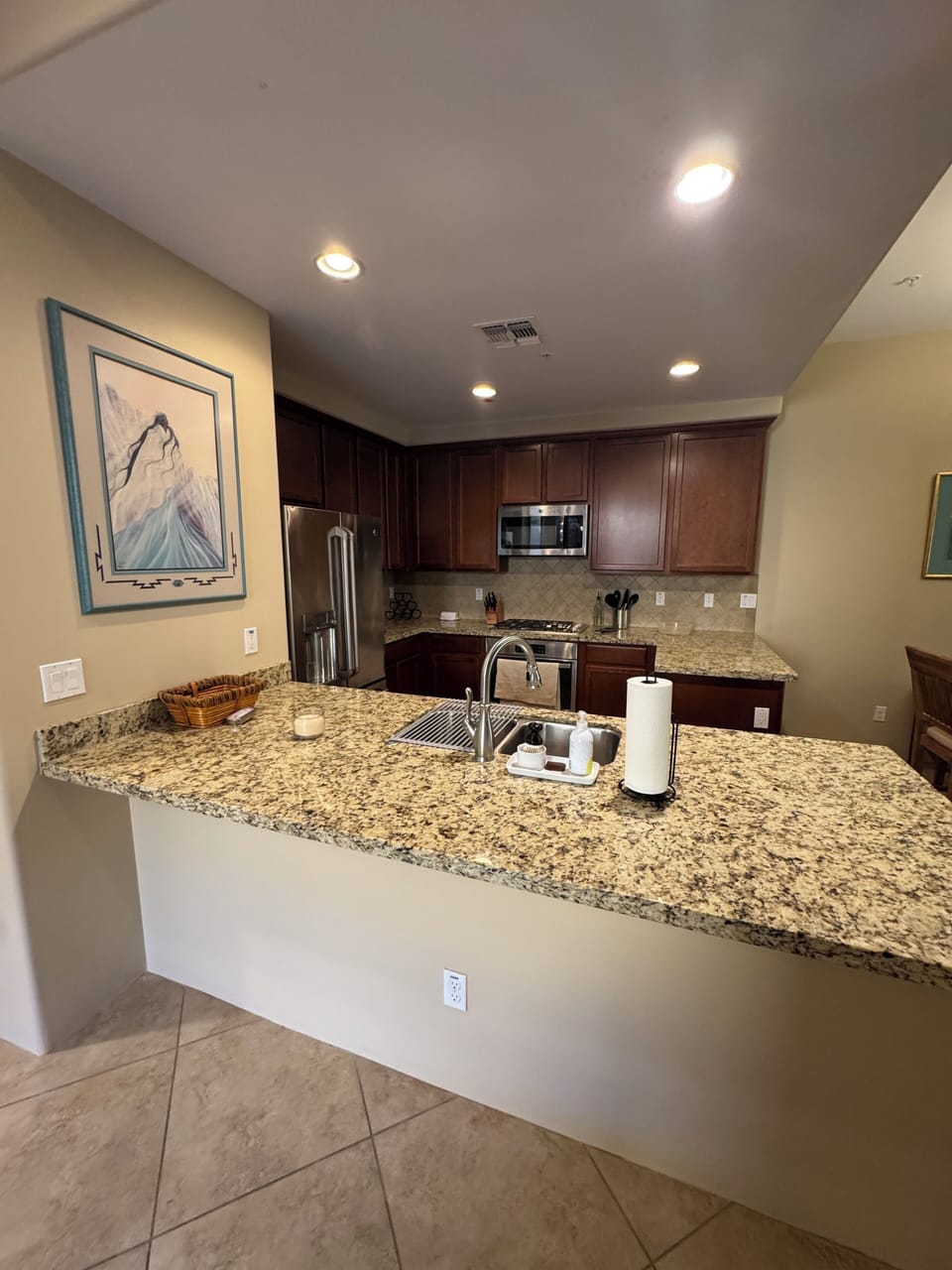 View of kitchen from entry way