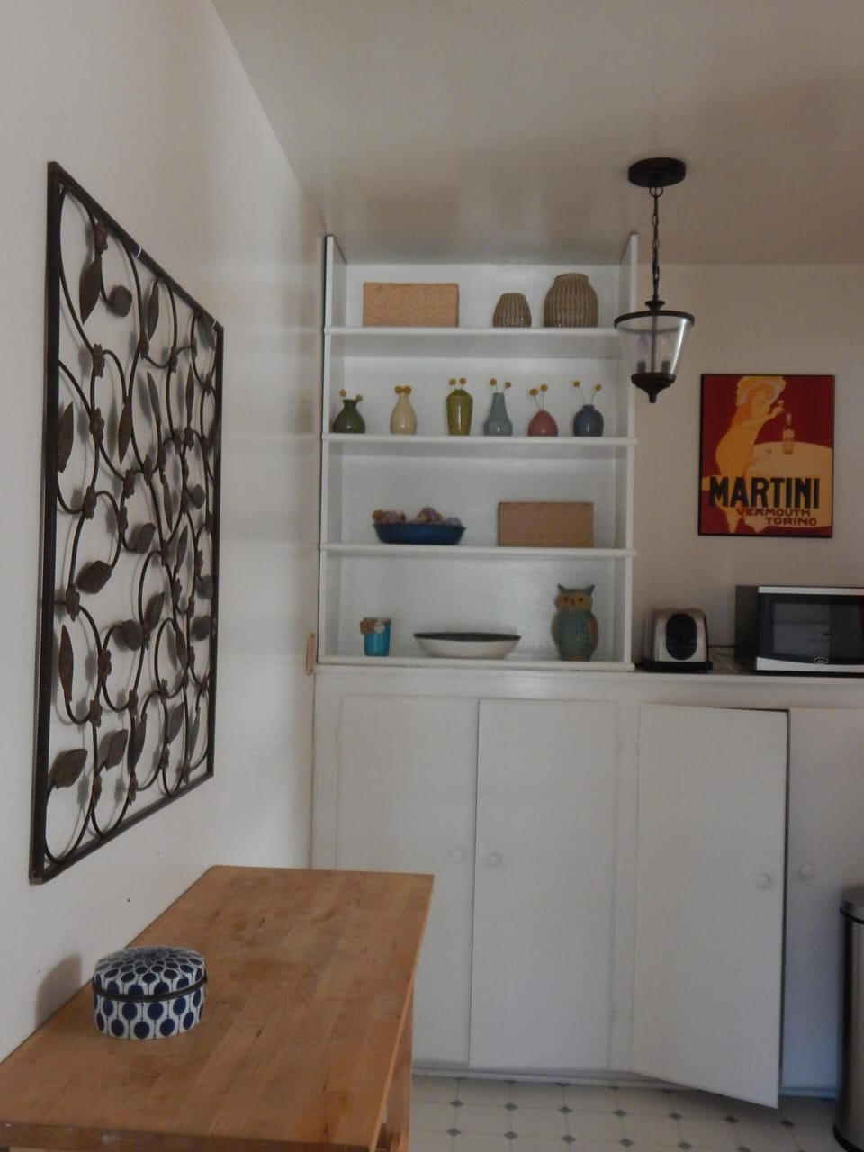 Kitchen with butcher block island and ample storage