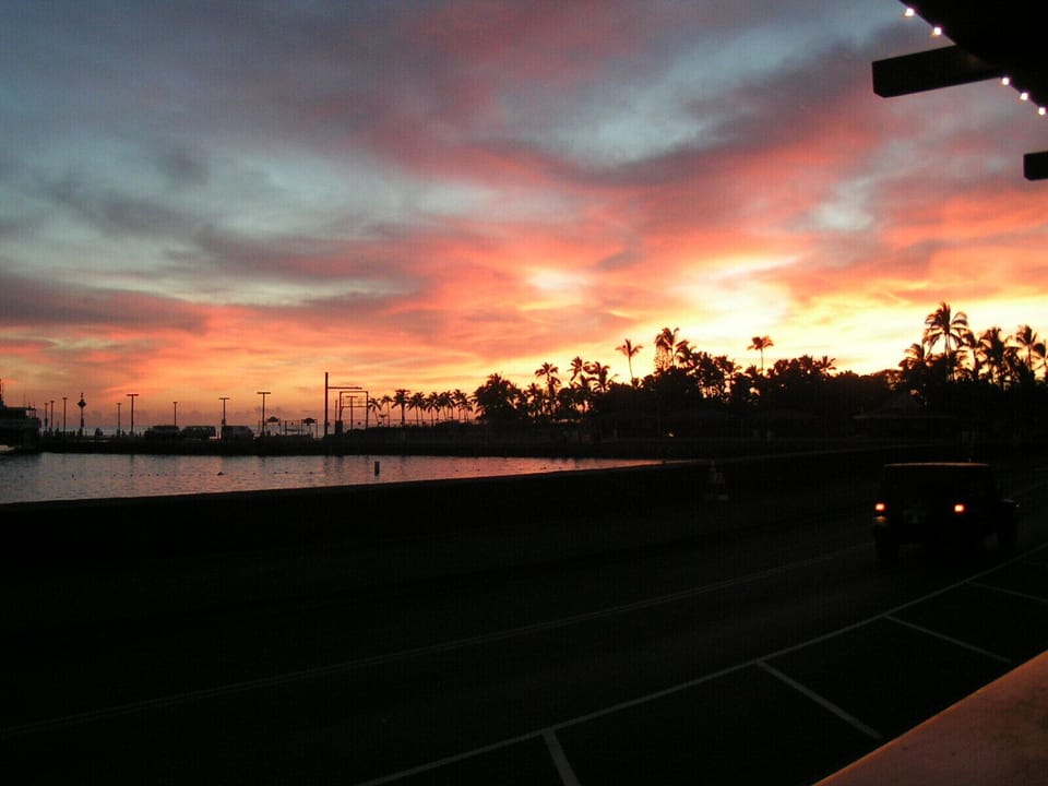 Sunset over the pier in downtown Kailua-Kona