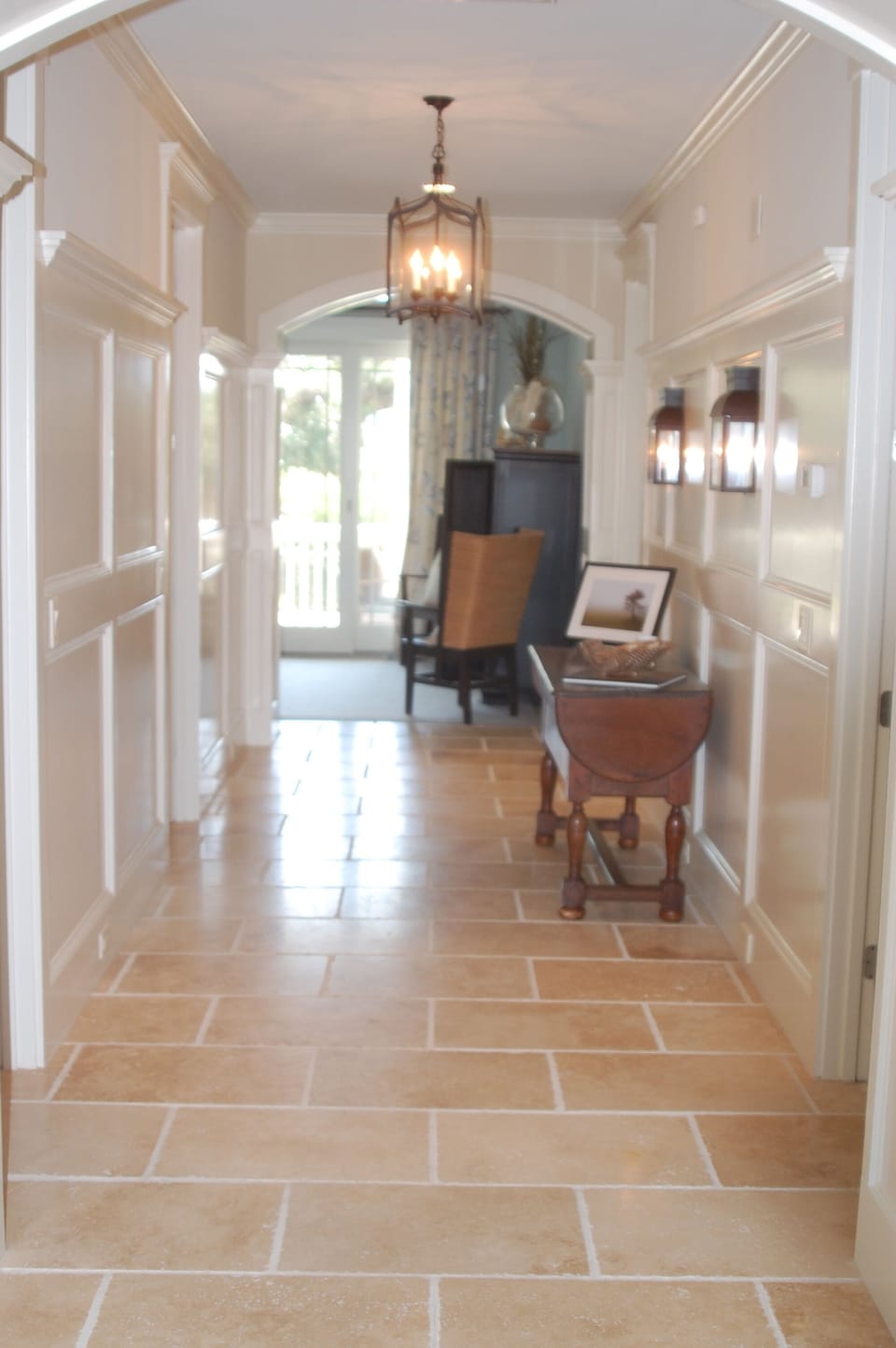Entry hallway on first floor--den in back, bedrooms off to the sides