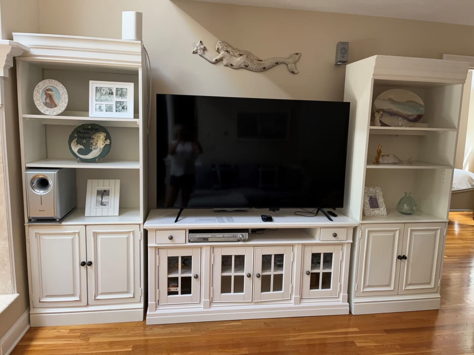 Family room entertainment center with large TV