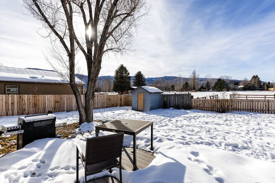 Large back yard fully fenced.  Open field behind.