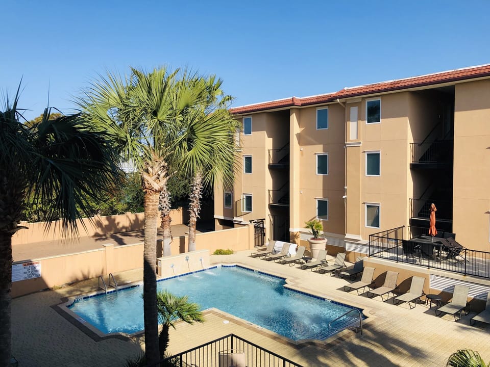 Your view of the pool from the covered patio.