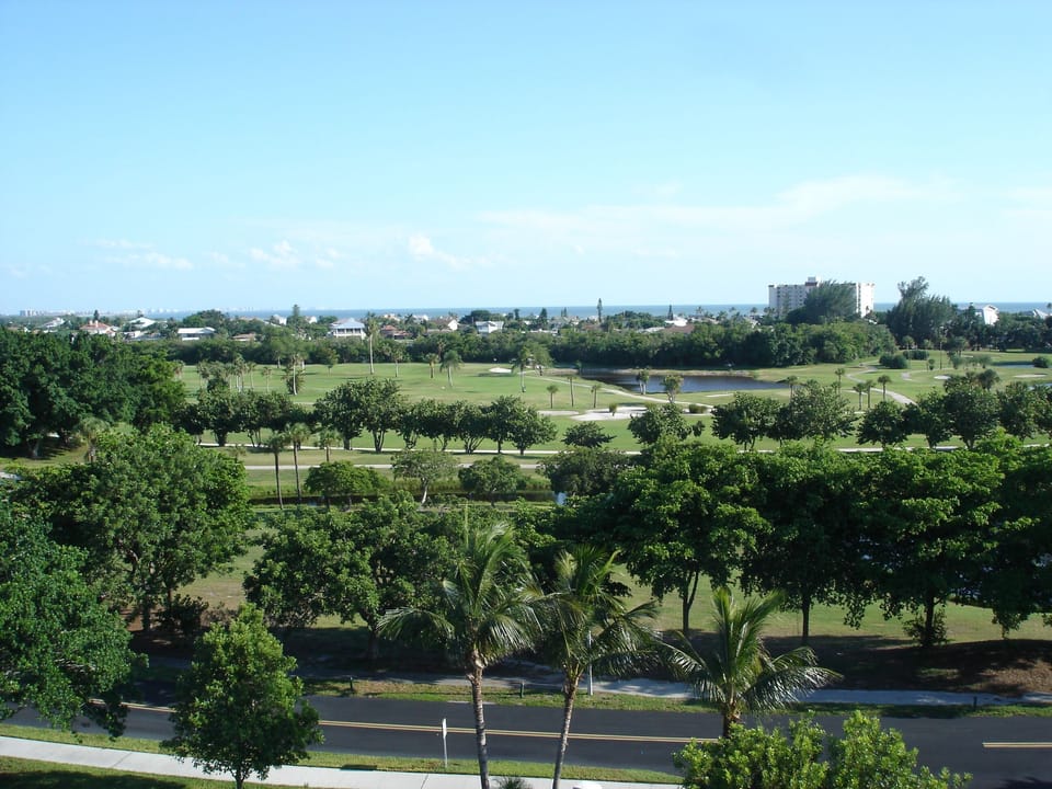 View from the condo of the golf course (and the gulf beyond)