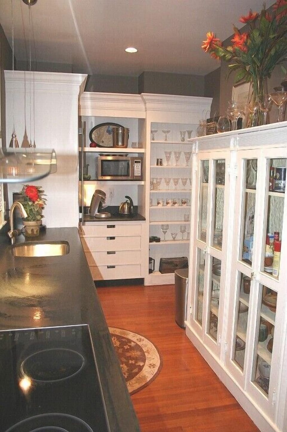 ...another view of the delightful kitchen, antique cabinet