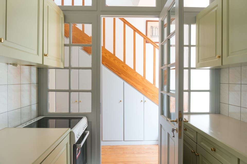 Kitchen looking towards stairs