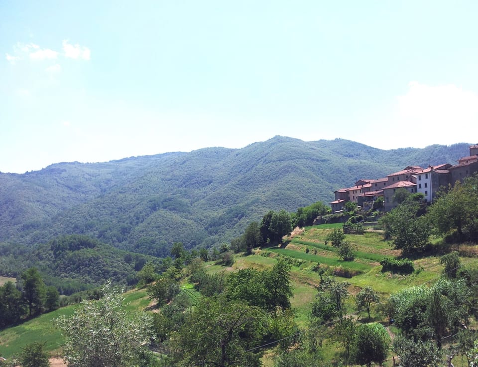 View from the house of the village and mountains