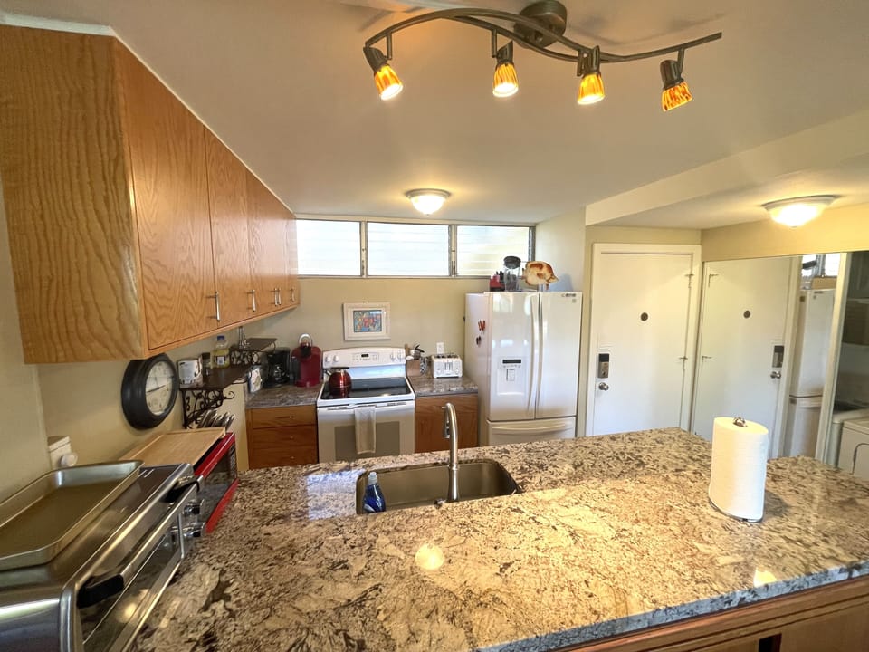 Kitchen also has Bosch dishwasher, Vitamix blender, and coffee grinder.
