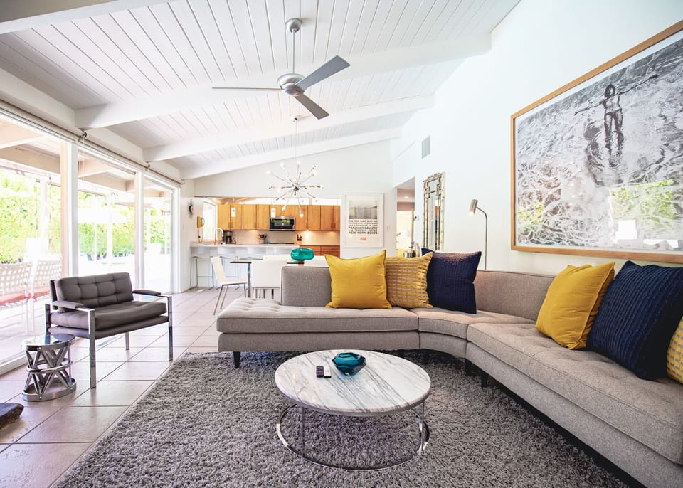 Open concept living overlooking the pool 