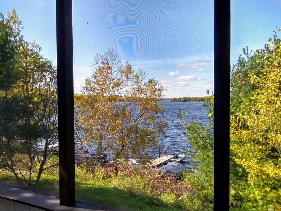 View from screened in porch. 