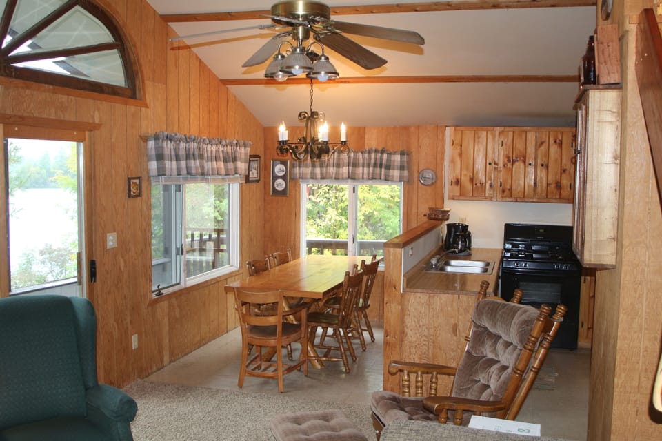 Living room and adjacent kitchen and dining room.