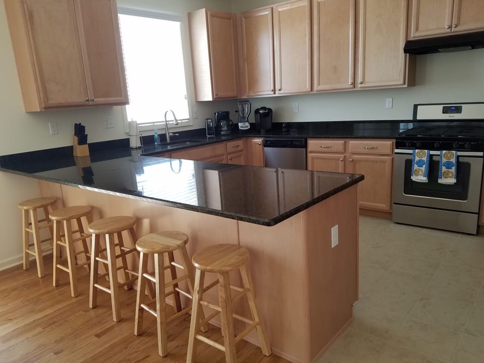 Large well equipped kitchen.