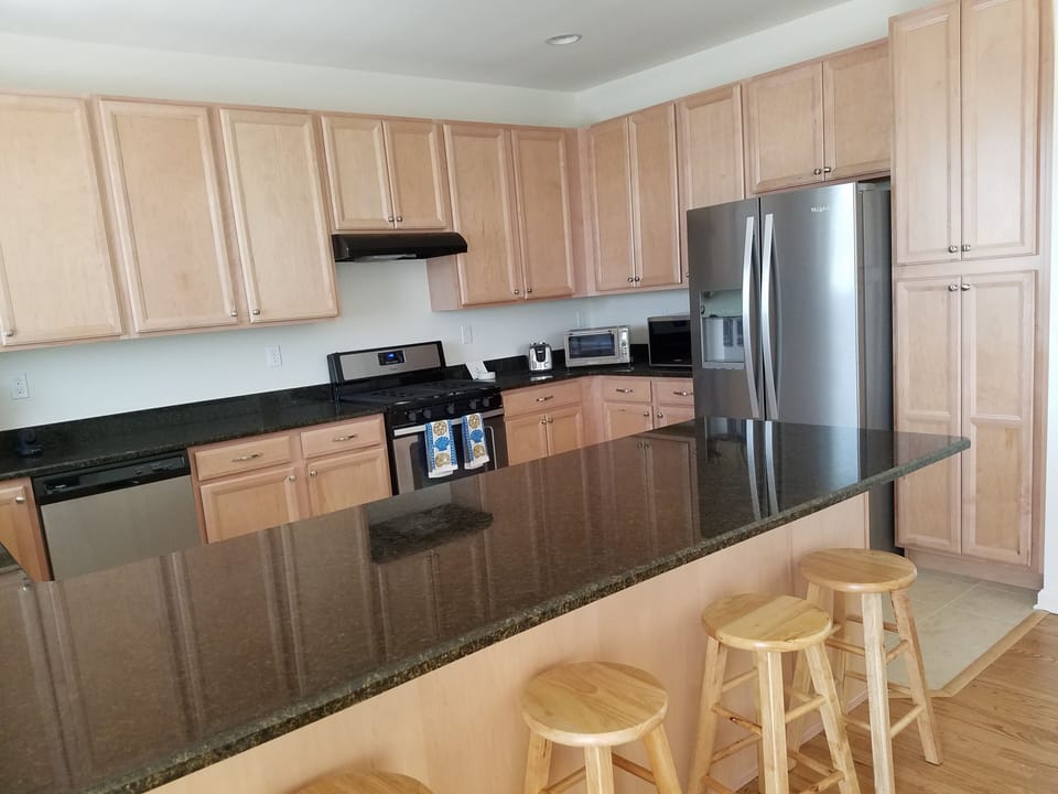 Large well equipped kitchen.