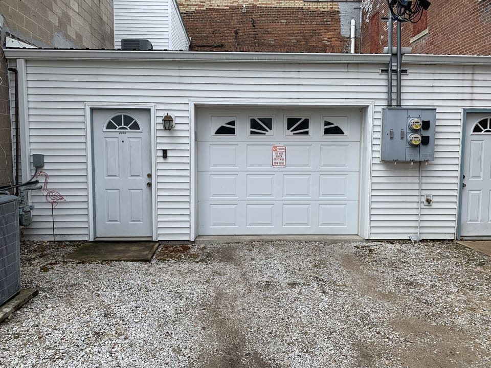 Entrance and garage