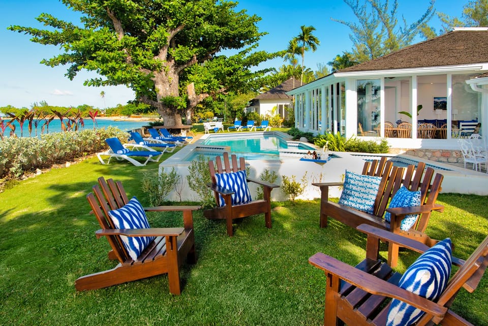 Seating options around the pool