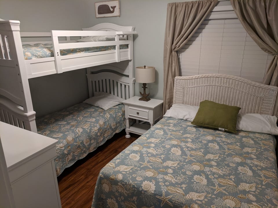 Bunks and Full Bed with memory foam mattress in second bedroom!