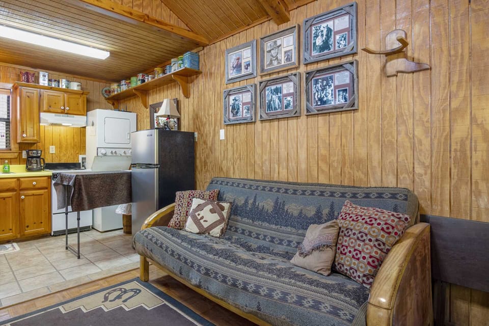 There's plenty of leg-stretching space in the Cowboy Cabin's living area!