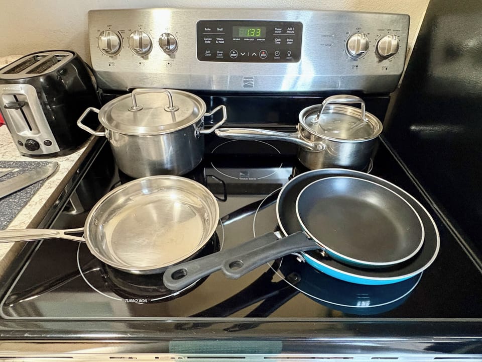 Pots and pans to prepare meals in your room.