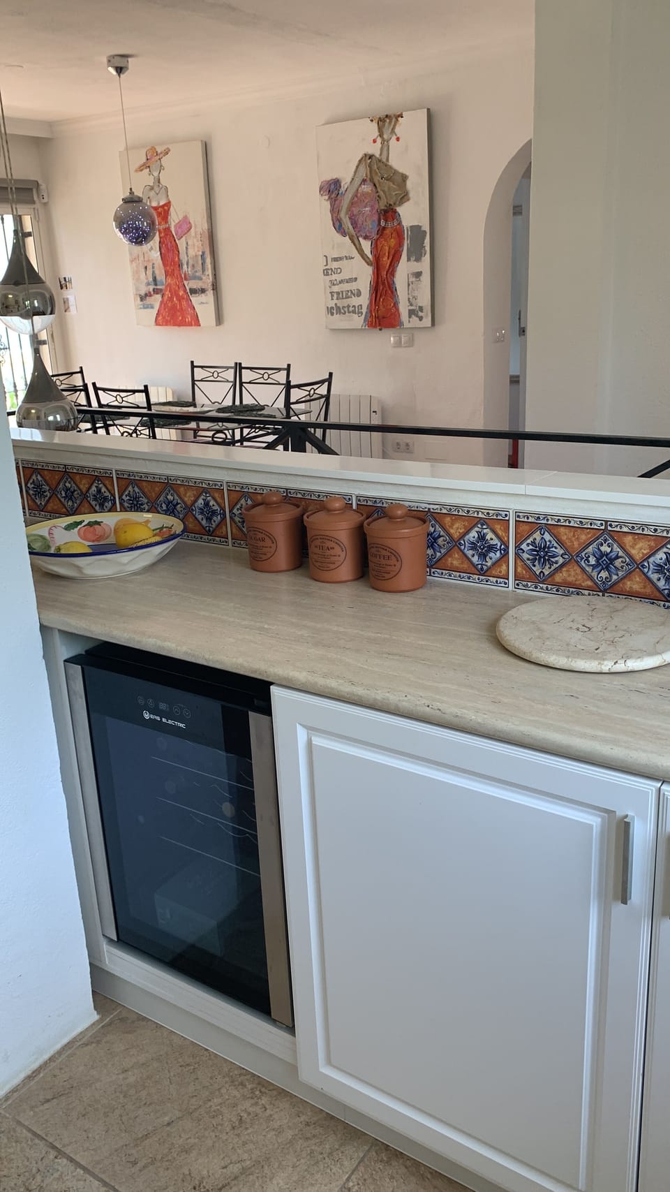 Wine fridge in the kitchen
