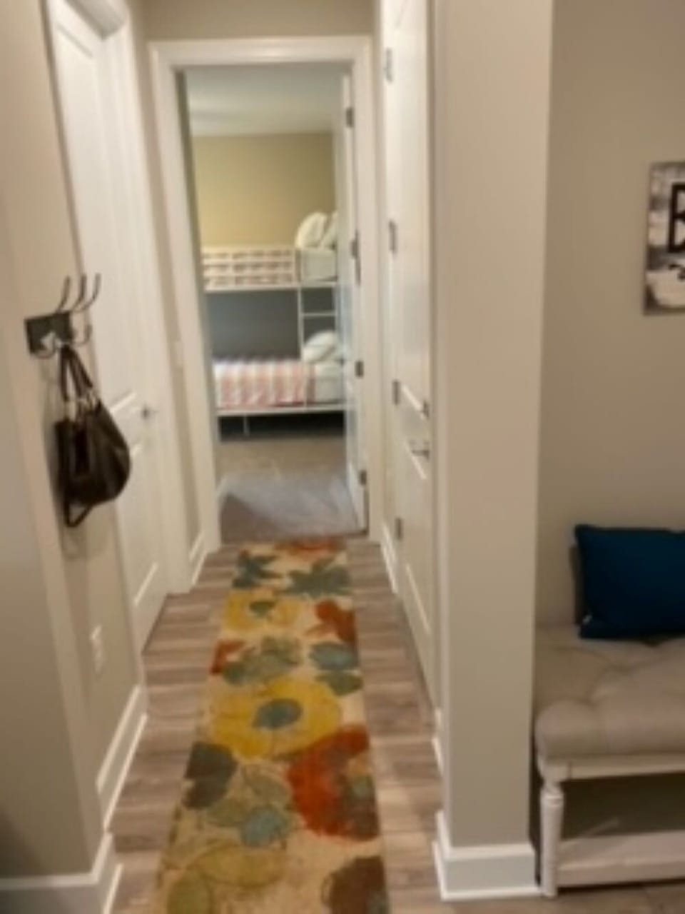 hallway to laundry and bunk room
