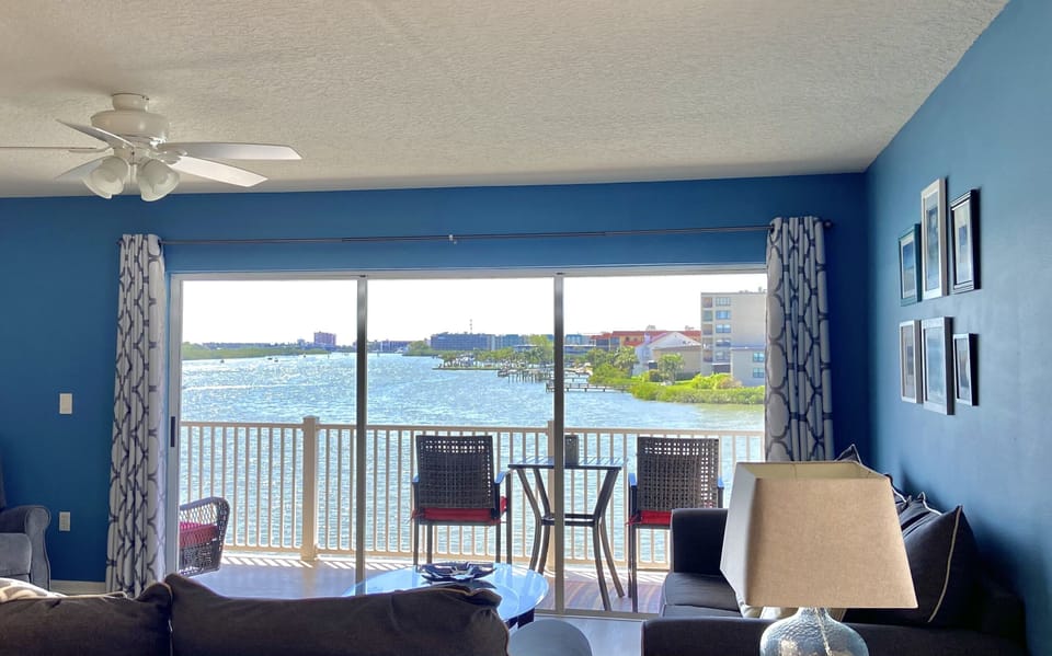 Living area overlooking the water