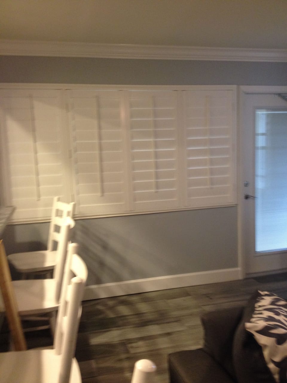 Plantation shutters through-out for privacy 