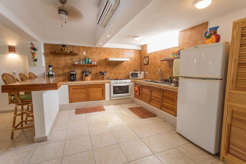 large kitchen with lots of light