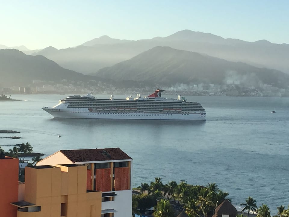 Cruise ship entering the nearby marina 