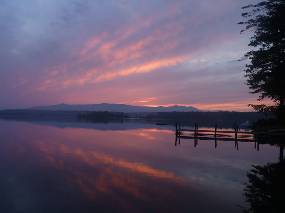 Sunrise over Ossippee Mt - from dock