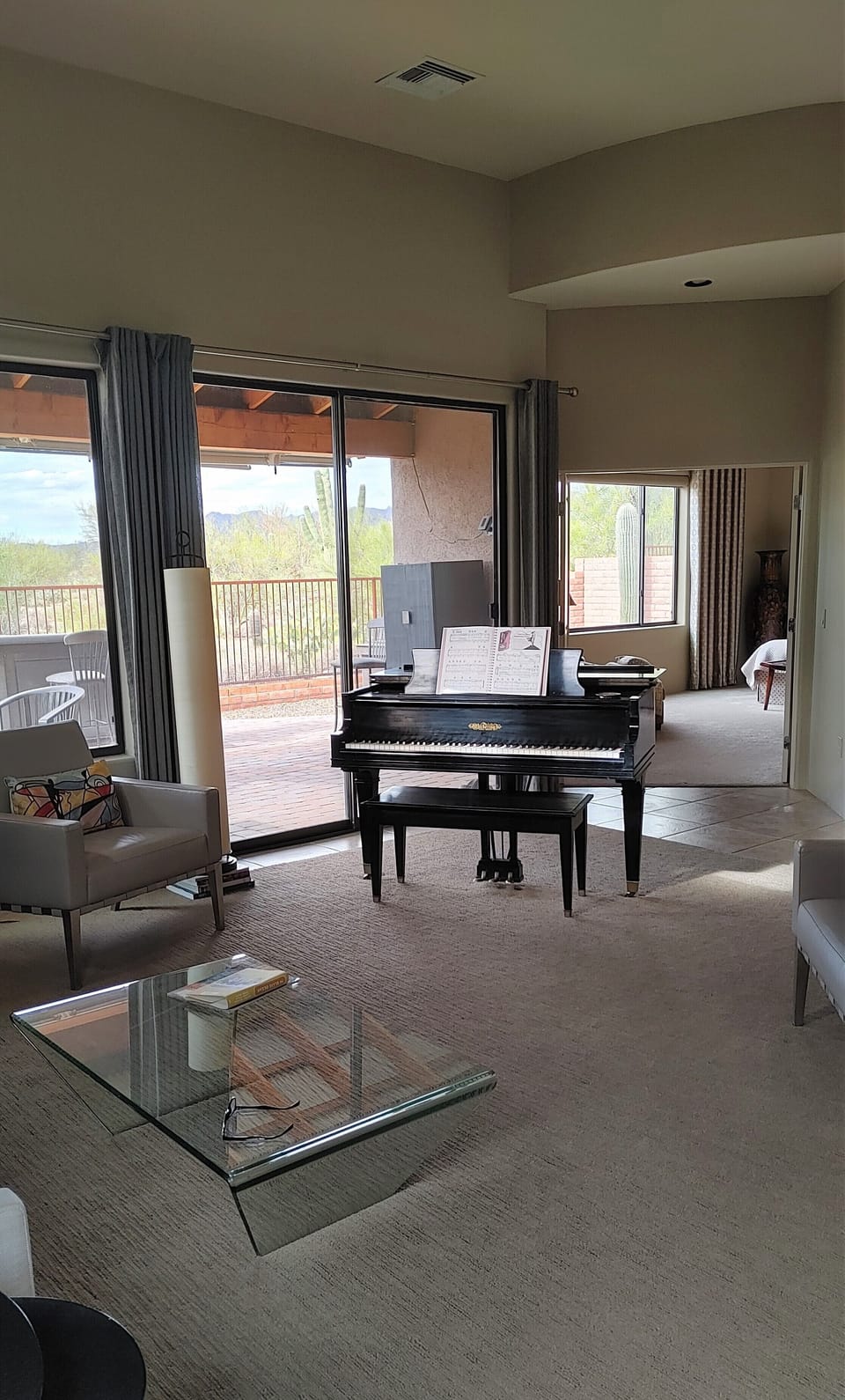 Thru living room see double doors to Master bedroom
