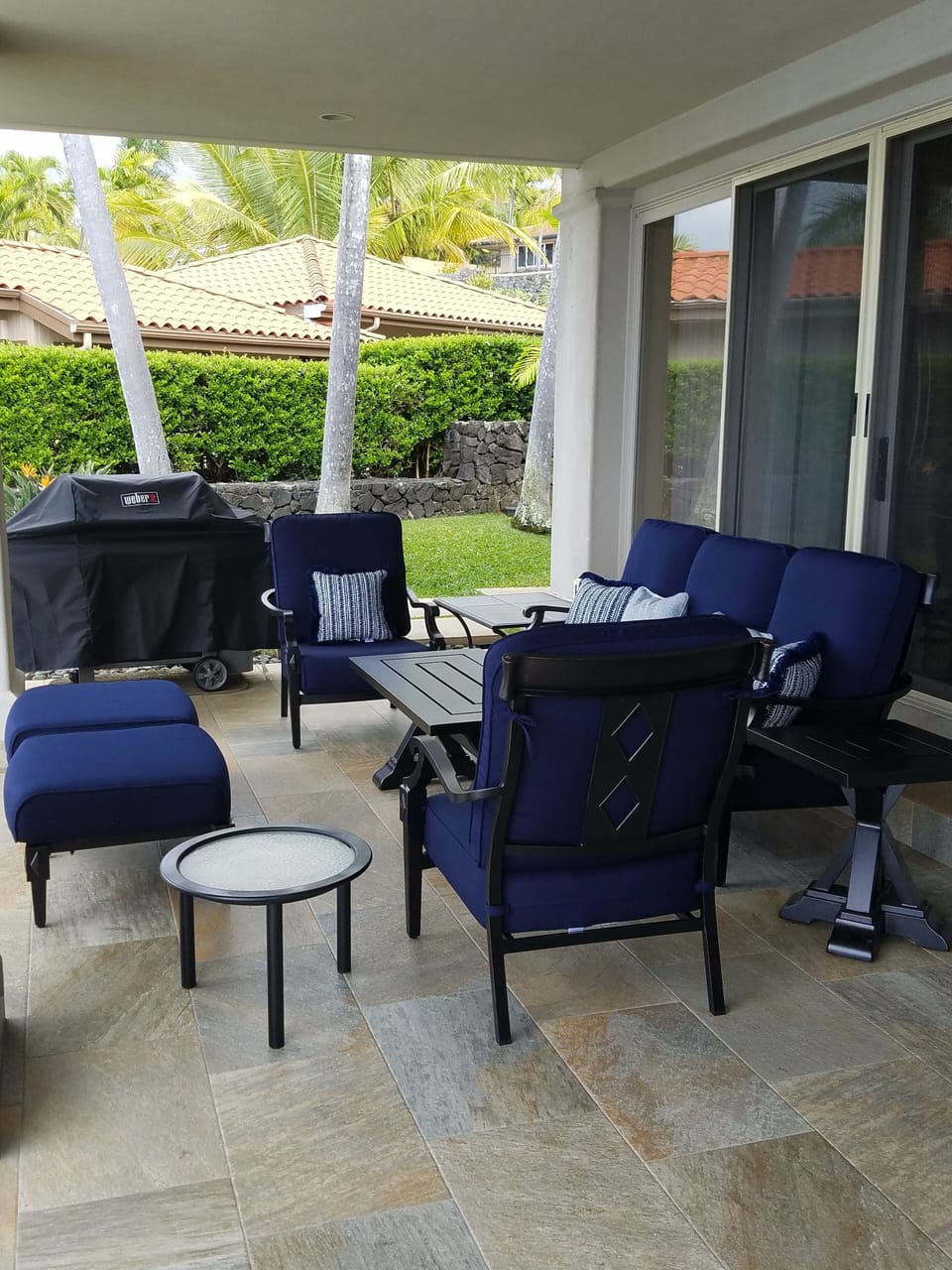 Covered outdoor seating with BBQ