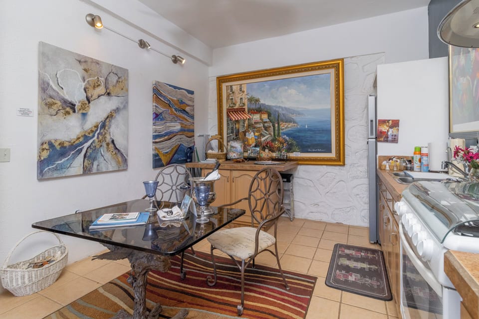 Your dining/kitchen area with art from your World Famous hostess (shardan.com)! 