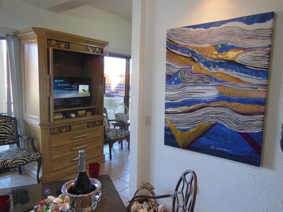 TV with storage, wifi and megacable for a cozy night relaxing inside.