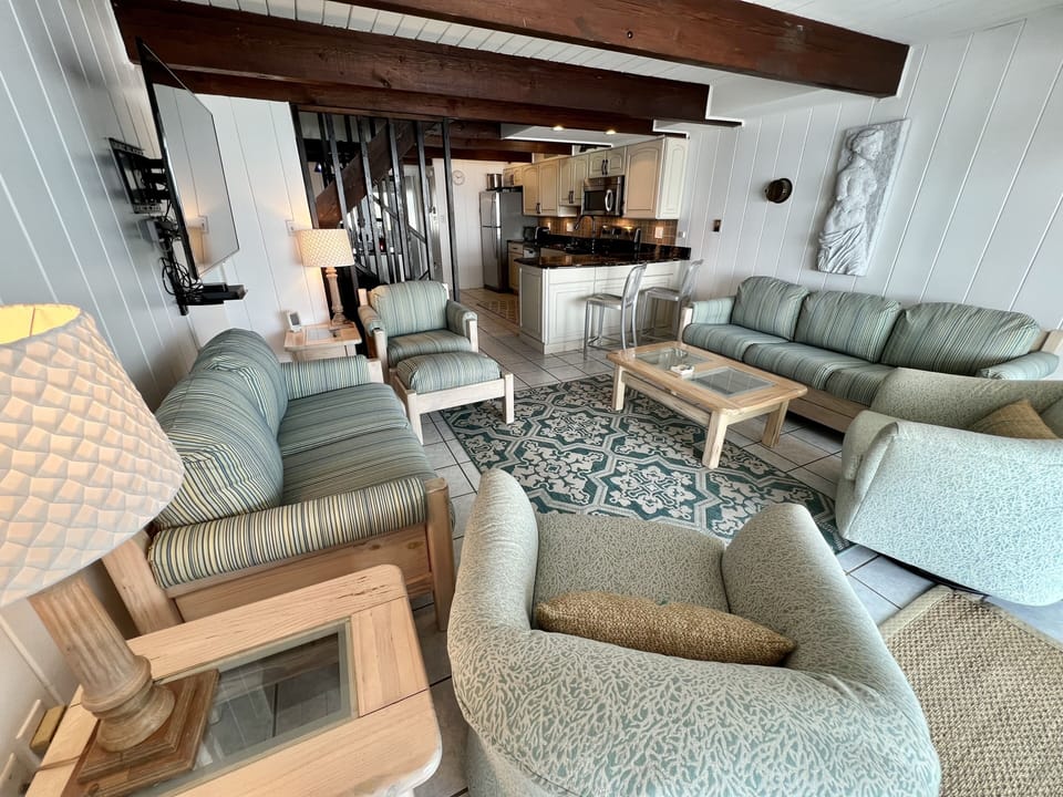 Family Room with kitchen in background