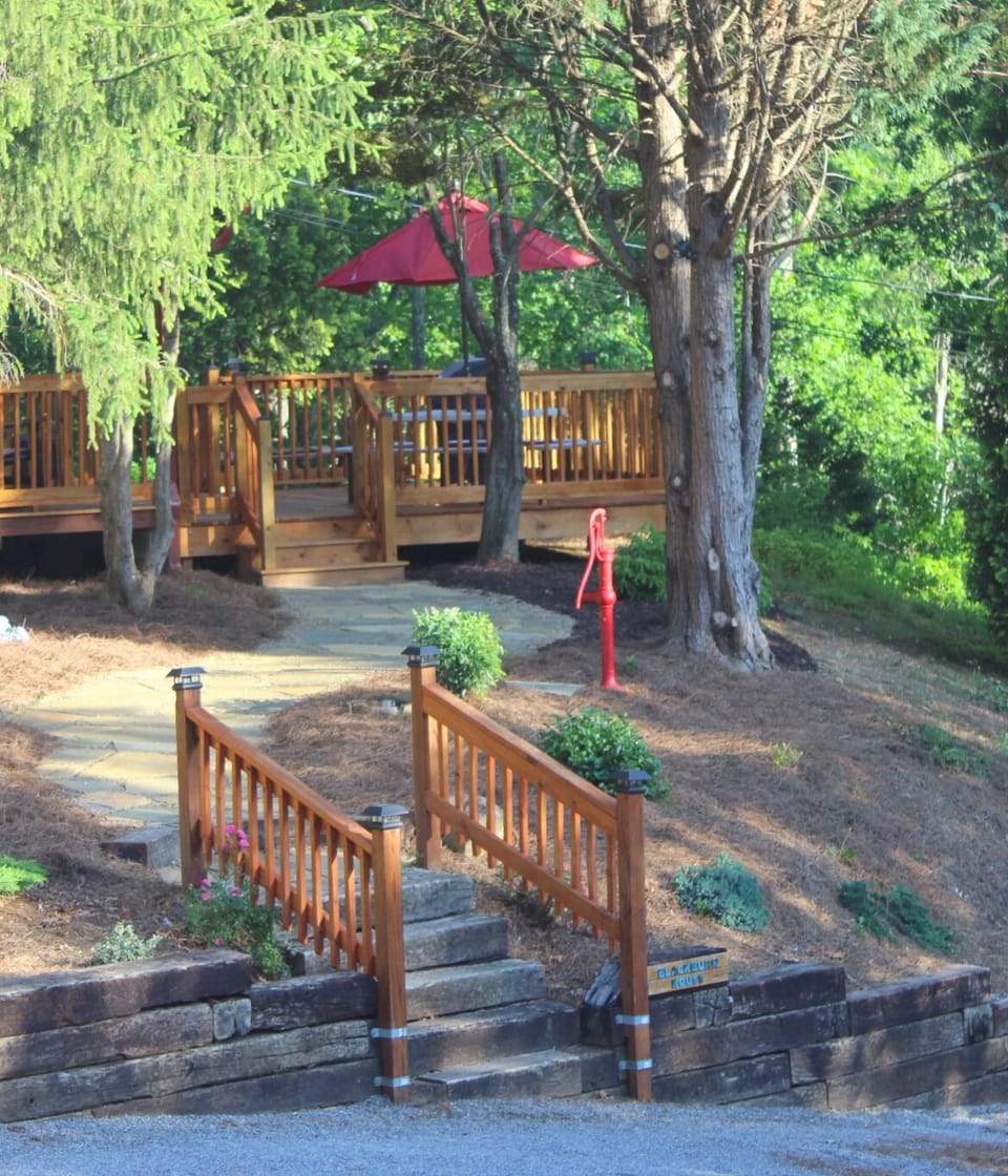 Walk up from parking area to cottage