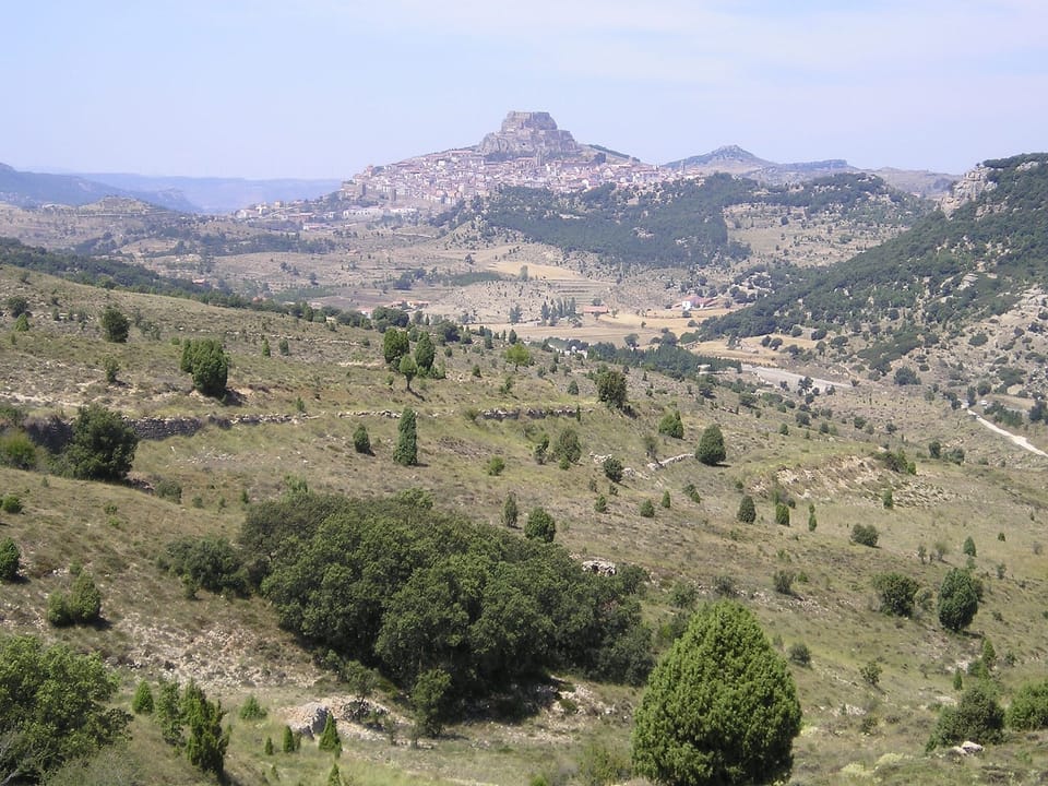 The hilltop town of Morella, just 45 mins by car inland from our house