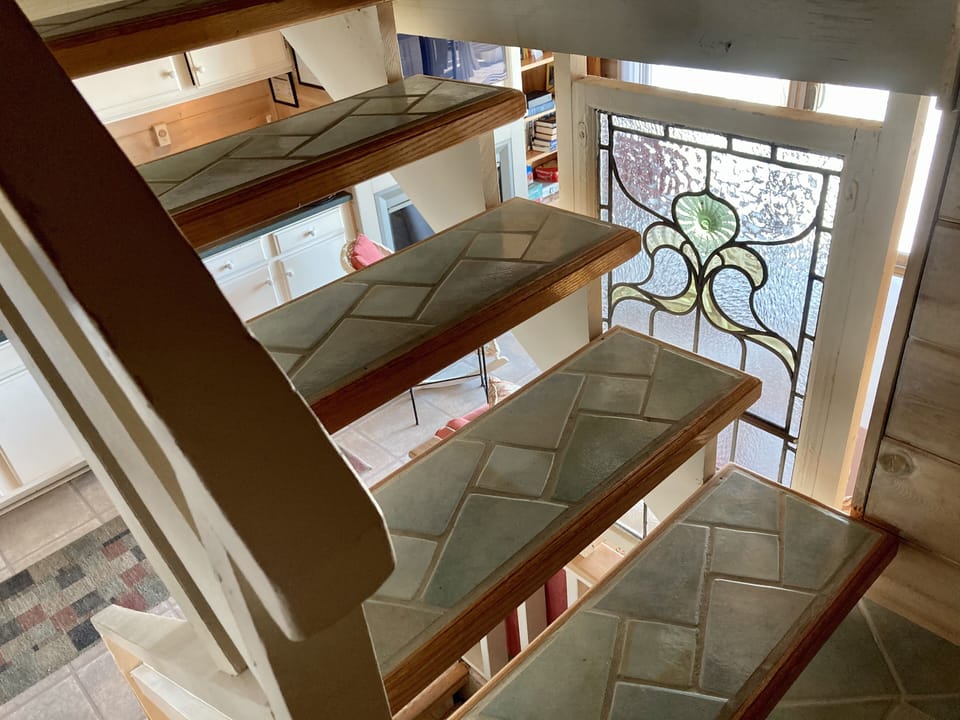Stairs to first bedroom level