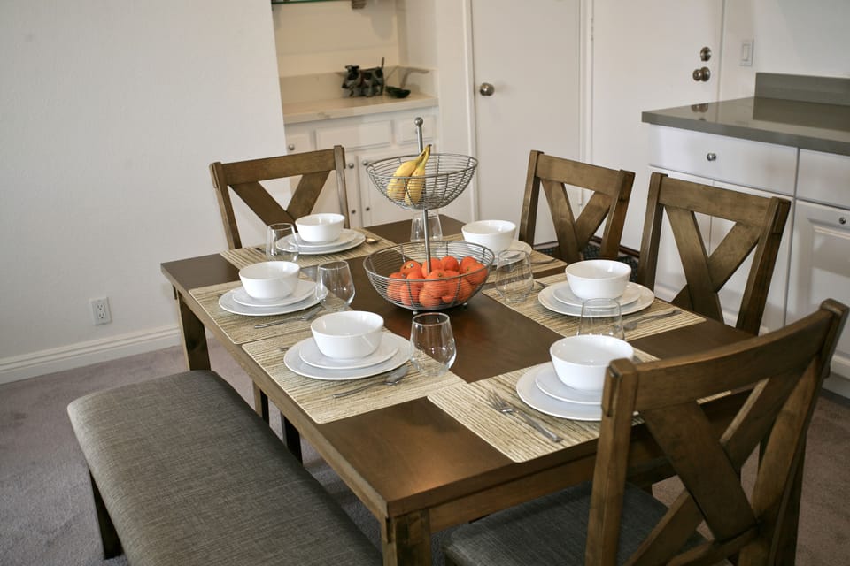 Beautiful wood dining table with bench