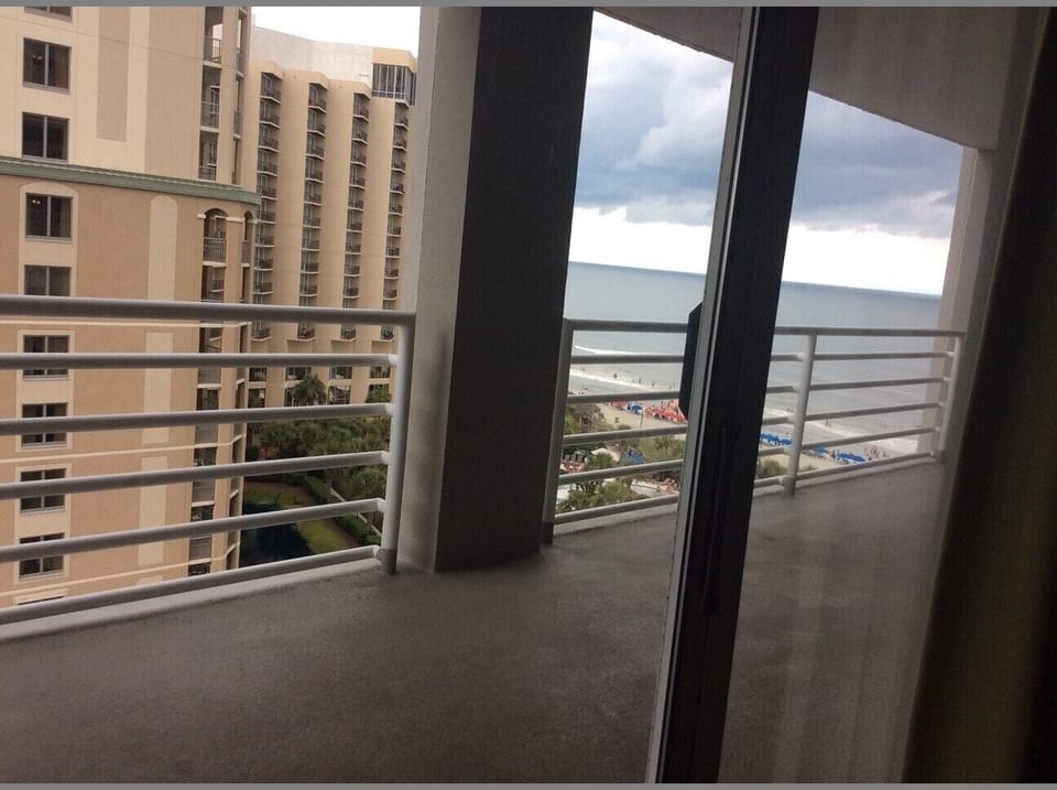 Looking out from the living room glass sliding door