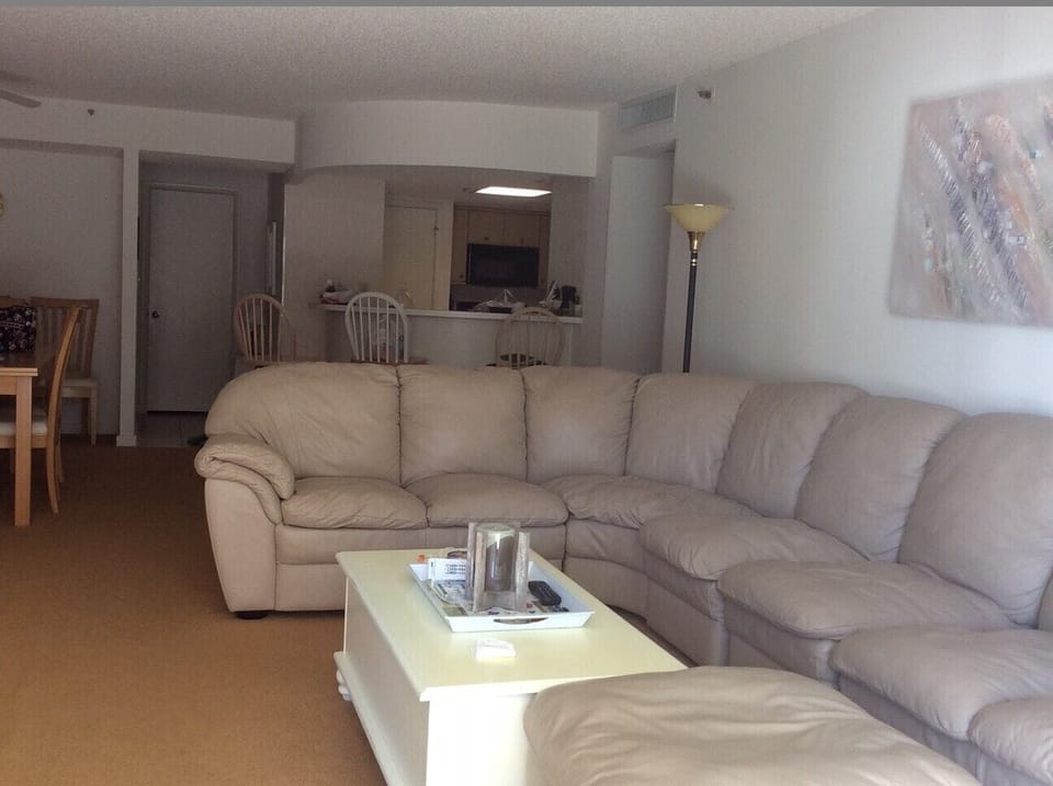 L shaped couch in the living room