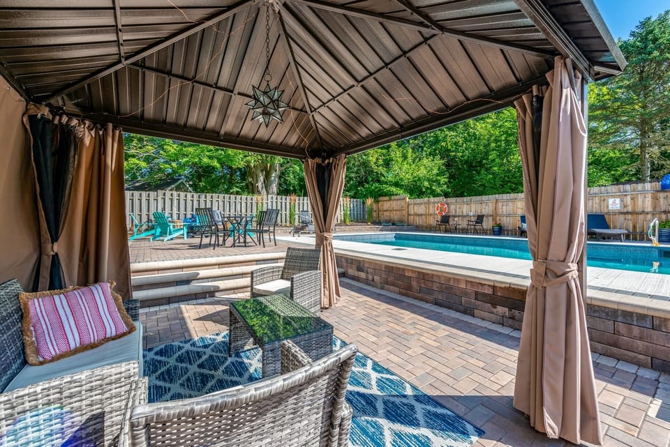 Gazebo area overlooking pool