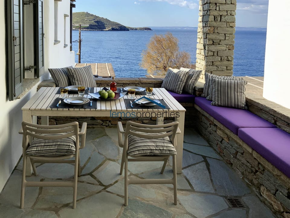 Large comfortable built-in sofas with a dining table