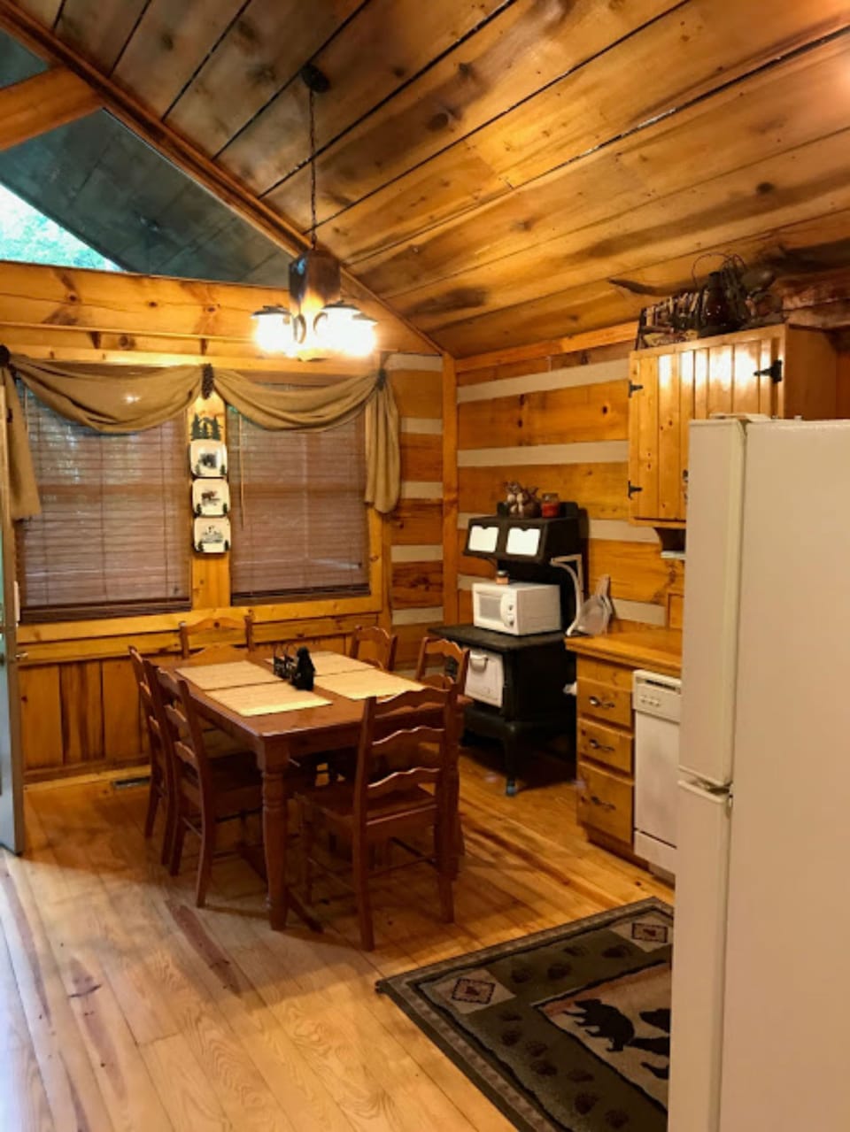Kitchen looking towards prow front windows.