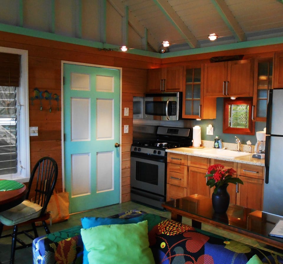Kitchen and seating areas of the Guest Cottage